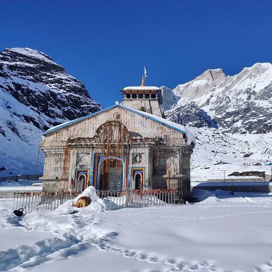 A Himalayan temple at dawn with prayer flags